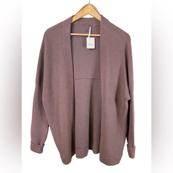 Free People Ottoman Cardigan Open Front Size Small Ribbed Knit Serenity Medium - Picture 3 of 11
